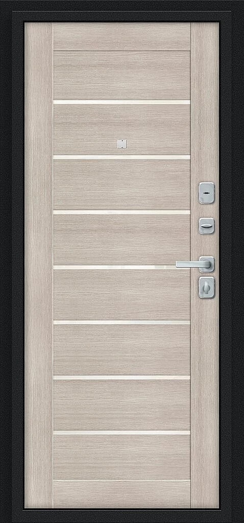 Входная дверь Техно/BChrome Букле черное/Cappuccino Melinga BR6191