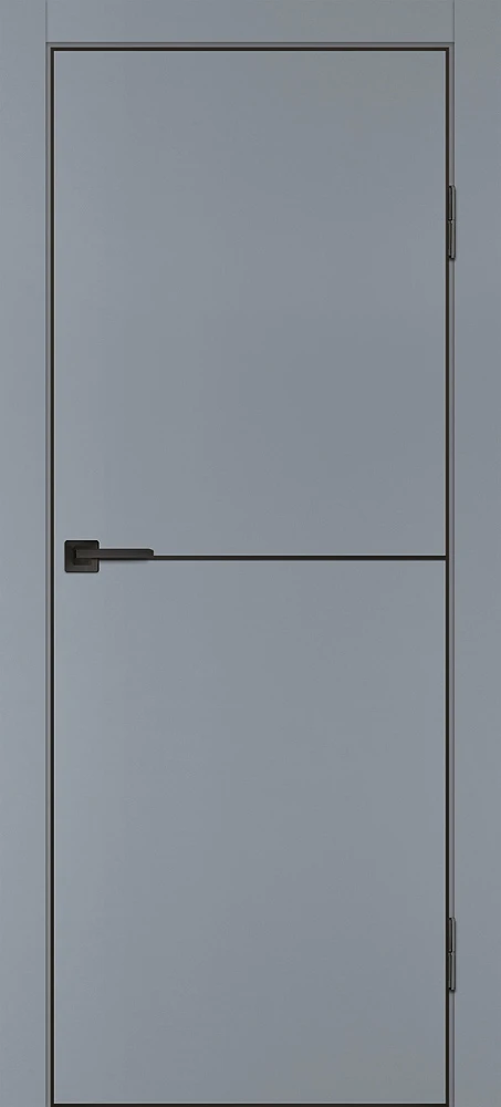 Фото Межкомнатная дверь P-19  черный молдинг PET,  кромка ABS черная c 4-х ст. Серый матовый
