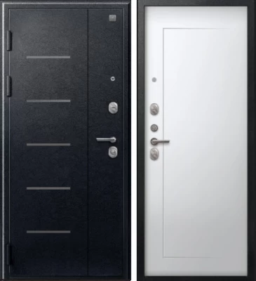 Дверь V-03 Черный муар - Кашемир белый