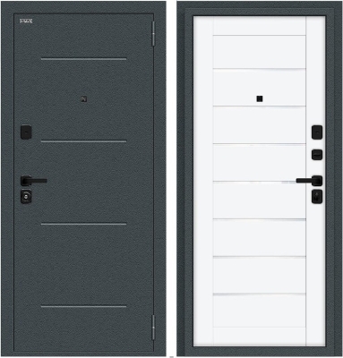 Дверь Браво Техно/SBlack Старк антрацит/White Silk